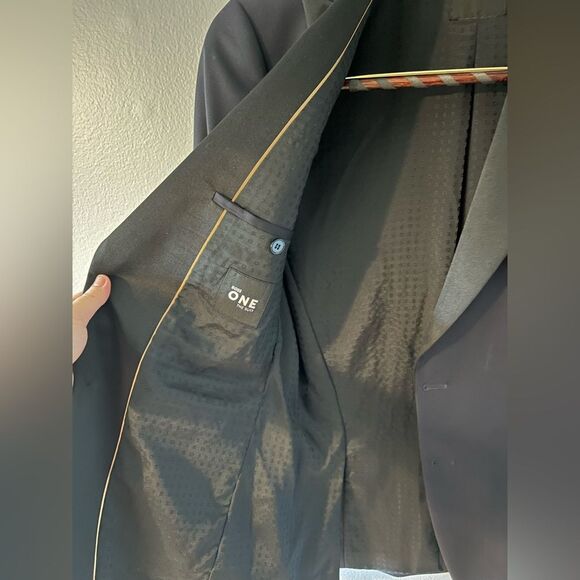 NEW HUGO BOSS SLIM-FIT TUXEDO JACKET AND PANTS IN WOOL SERGE SIZE 38R DARK BLUE - Picture 5 of 14